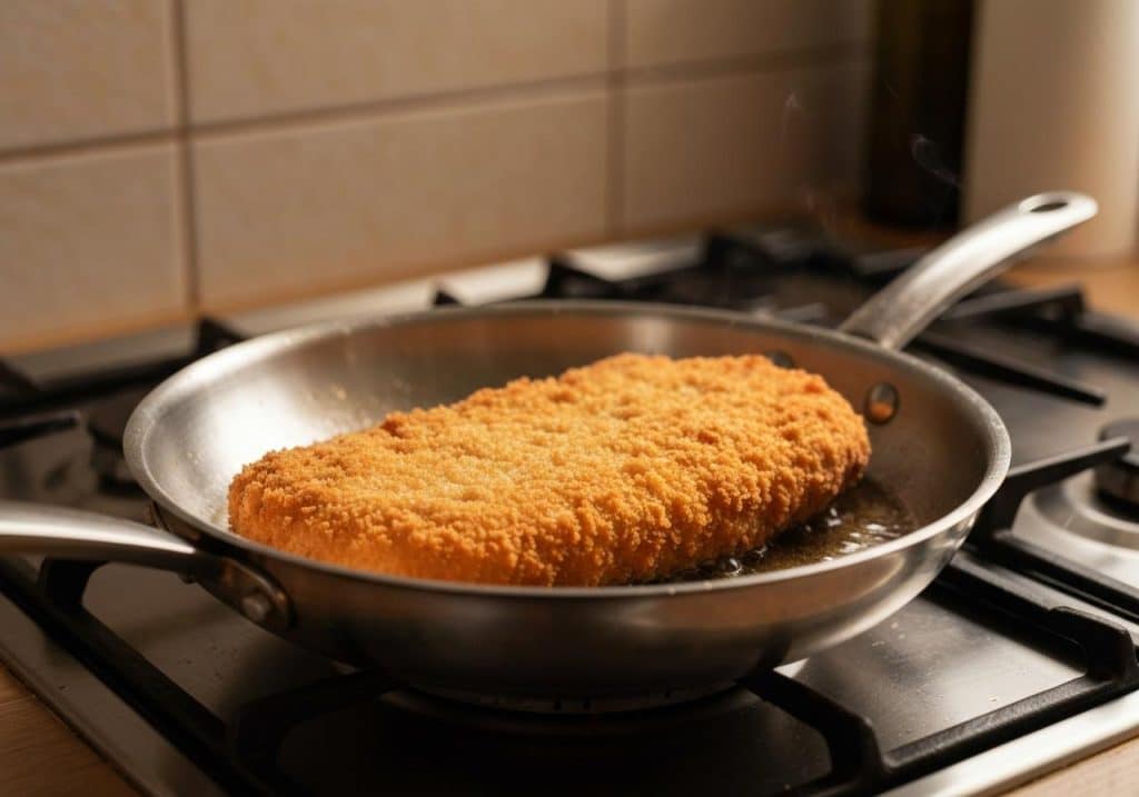 Cordon bleu doré dans une poêle chaude