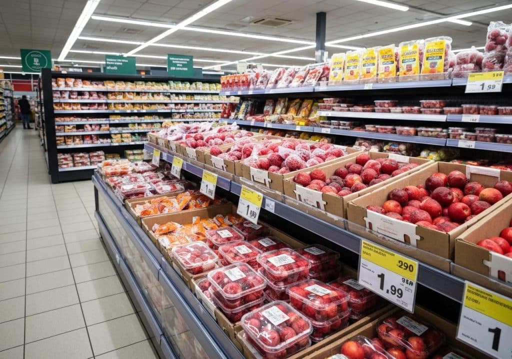Rayon surgelés supermarché sachets coulis fruits rouges
