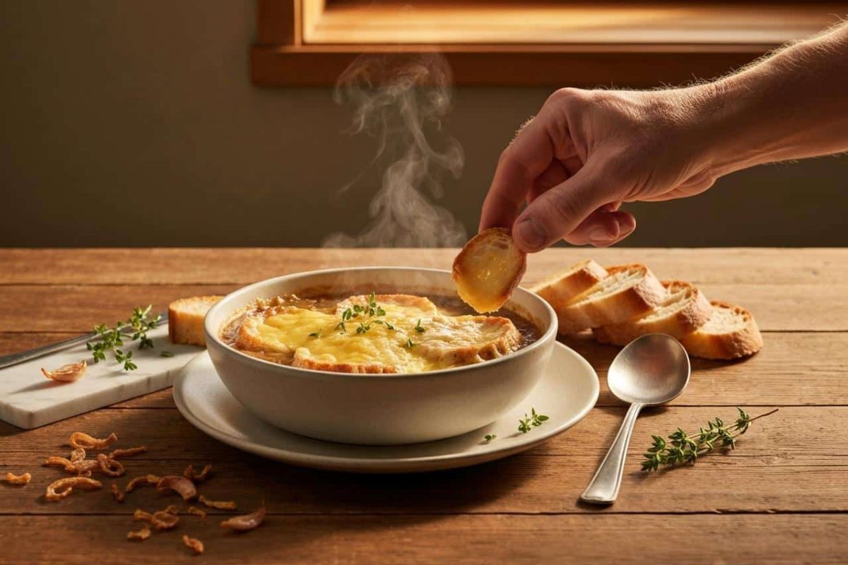 quels condiments et toppings croustillants pour sublimer une soupe à l'oignon